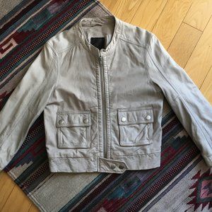 Joie Grey Lambskin Leather 3/4 Sleeve Jacket